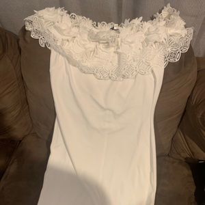 Off the shoulders white dress from fashion nova.